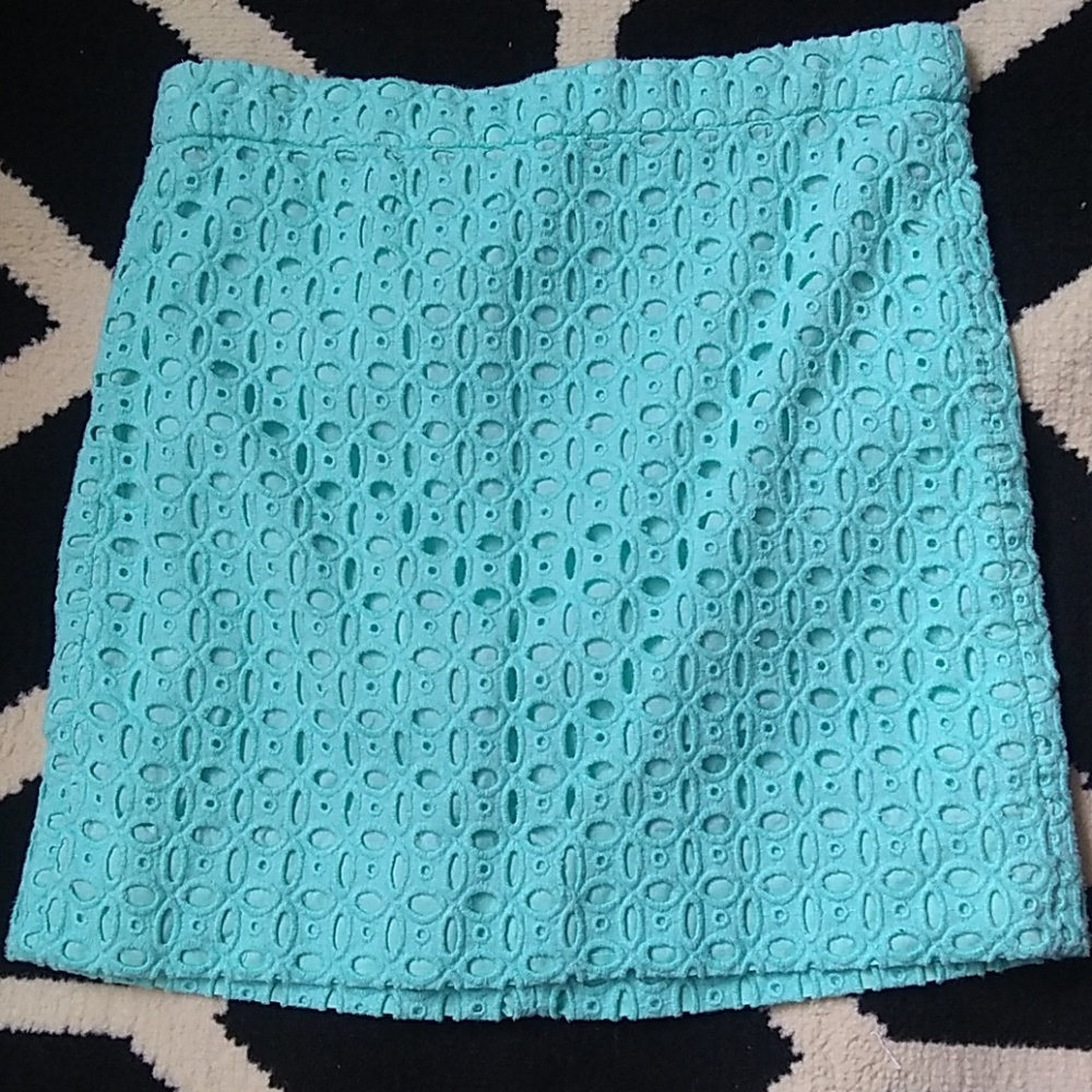 J. Crew turquoise eyelet mini skirt